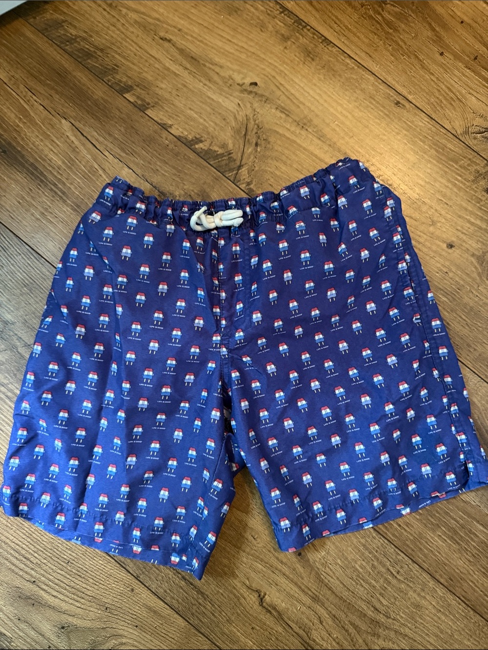 Life Is Good Navy Blue Boys Swim Trunks with Popsicle Print